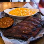 Memphis-Style Baby Back Ribs with Mac N' Cheese and Baked Beans (half rack, $18.95)<br/>